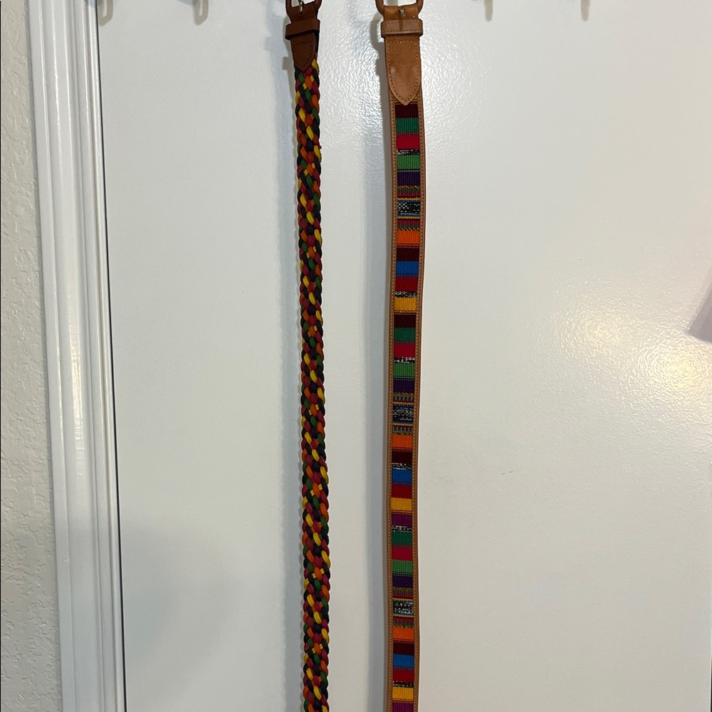 Colorful Woven Leather Belts Small - Medium & Medium